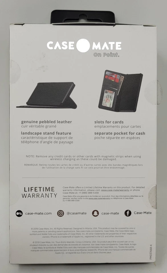 Case-Mate Wallet Case Folio Leather Folding for iPhone XR, Black - Image 4 of 4