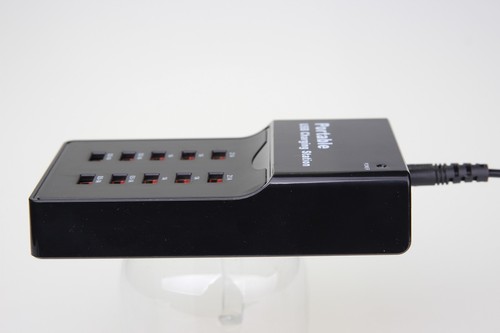 Caricabatteria stazione di alimentazione ricarica rapida USB 10 porte 5V 12A per smartphone e tablet - Foto 2 di 5