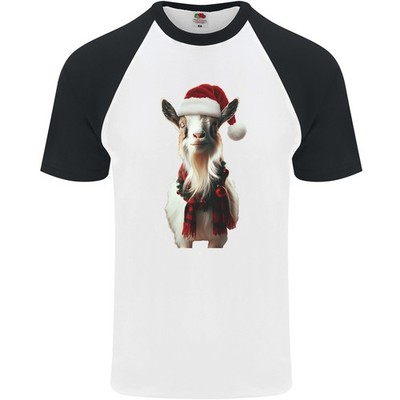 Fruit of the Loom Herren T-Shirt Grafikdruck Ziege Mit Xmas Hut Kurzarm