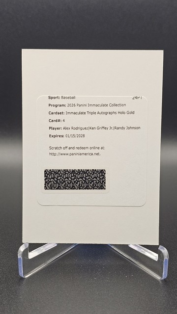 2026 Immaculate Triple Auto Alex Rodriguez Ken Griffey Jr Randy Johnson Gold /10