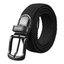 1.37" Wide Canvas Elastic Fabric Woven Stretch Multicolored Braided Belts for...