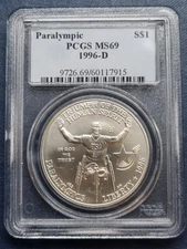 1996 D One Dollar Silver Commemorative PARALYMPICS - PCGS MS69 - #92453