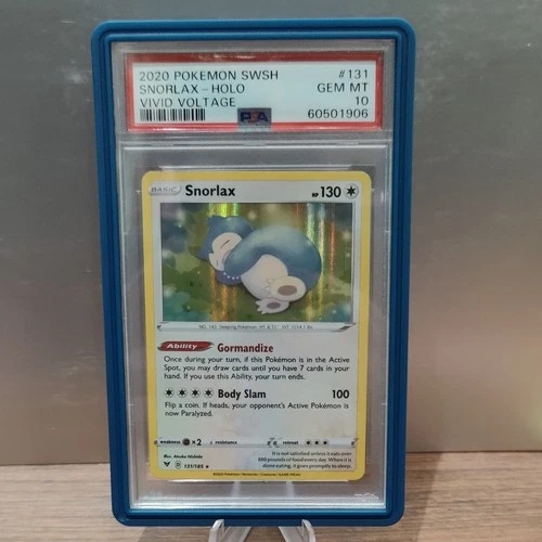 2020 POKEMON SWSH VIVID VOLTAGE #131 SNORLAX-HOLO PSA 10 w/ graded guard