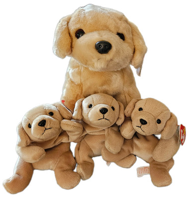 New - Beanie Buddies Fetch with 3 Beanie Babies Fetch the Golden Retriever Dog