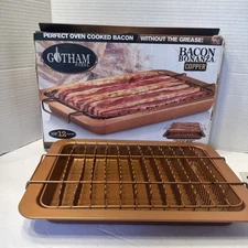 Bacon Bonanza Copper by Gotham Steel Non-Stick Cooker Drip Rack Tray w/ Pan