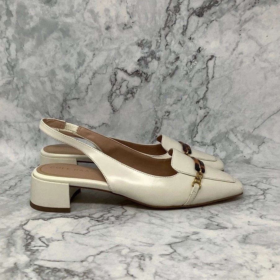 Zapatos de salón Cole Haan para mujer 6,5B marfil Penley tacón bloque cuero con cordones L17-9 Foto 3 de 4