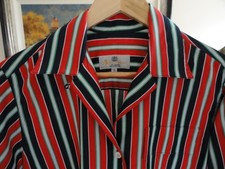 AQUASCUTUM BLOUSE SHIRT WOMEN's VINTAGE CLASSIC STRIPE Size S Made in ENGLAND VG