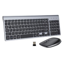 FENIFOX Keyboard and Mouse Wireless, USB 2.4GHz Combo Silent Quiet Low Profile C