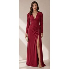 NEW MAC DUGGAL by IEENA Formal Gown 2 Long Maxi Dress Stretch Red Event Holiday