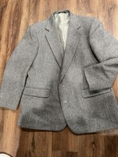 Vintage Haggar Tweed Mens Blazer Sport Herringbone Sport Jacket Wool 44R Striped