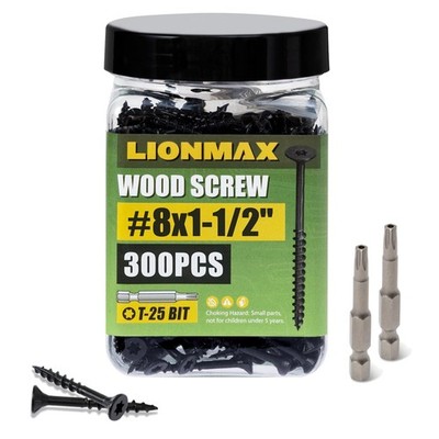 Durable Black 300 Count Deck Screws - 1-1/2 Inch, Torx Drive for Secure Access