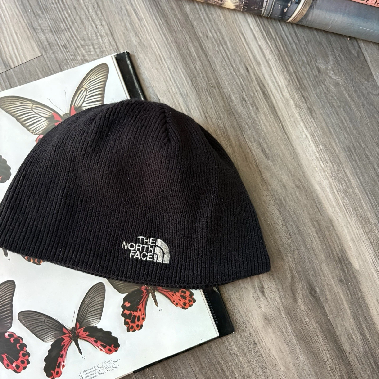 Men’s 90’s VTG The North Face Black Beanie One Size Knit Fleece Lined Vintage