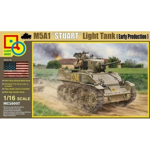Classy Hobby 1:16 M5A1 Stuart Light Tank (Early Prod) Military Model Kit MC16007