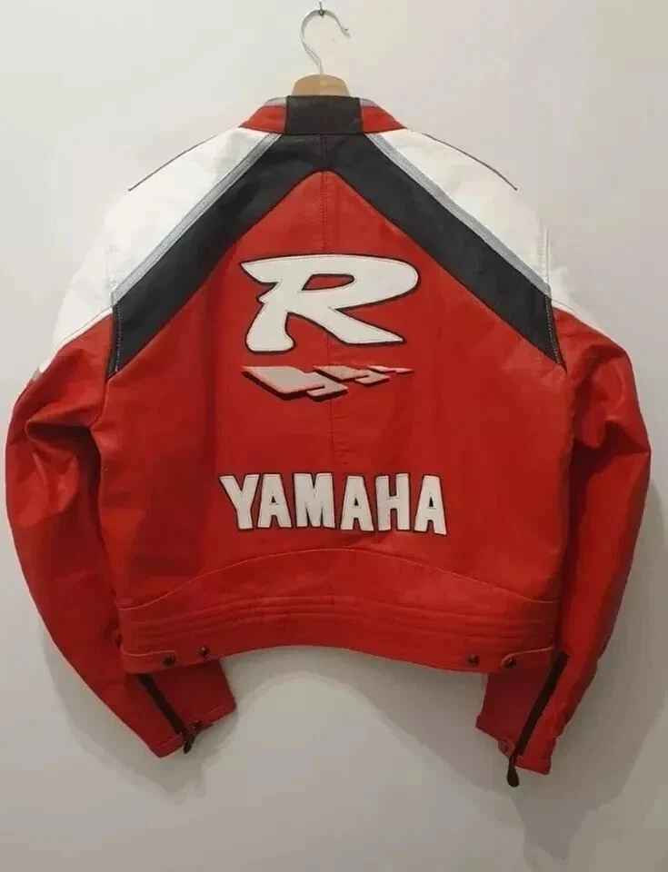 Nueva Chaqueta de Cuero Yamaha Motociclista Carreras YAMAHA R Chaqueta de Cuero Foto 2 de 3