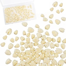 , 100 Pack Artificial Jasmine Beads Beige Flower Coral Bead for Jewelry Making B