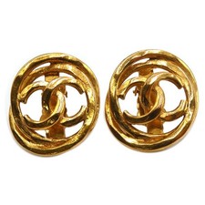 CHANEL COCO Mark Earring Gold Plated Women