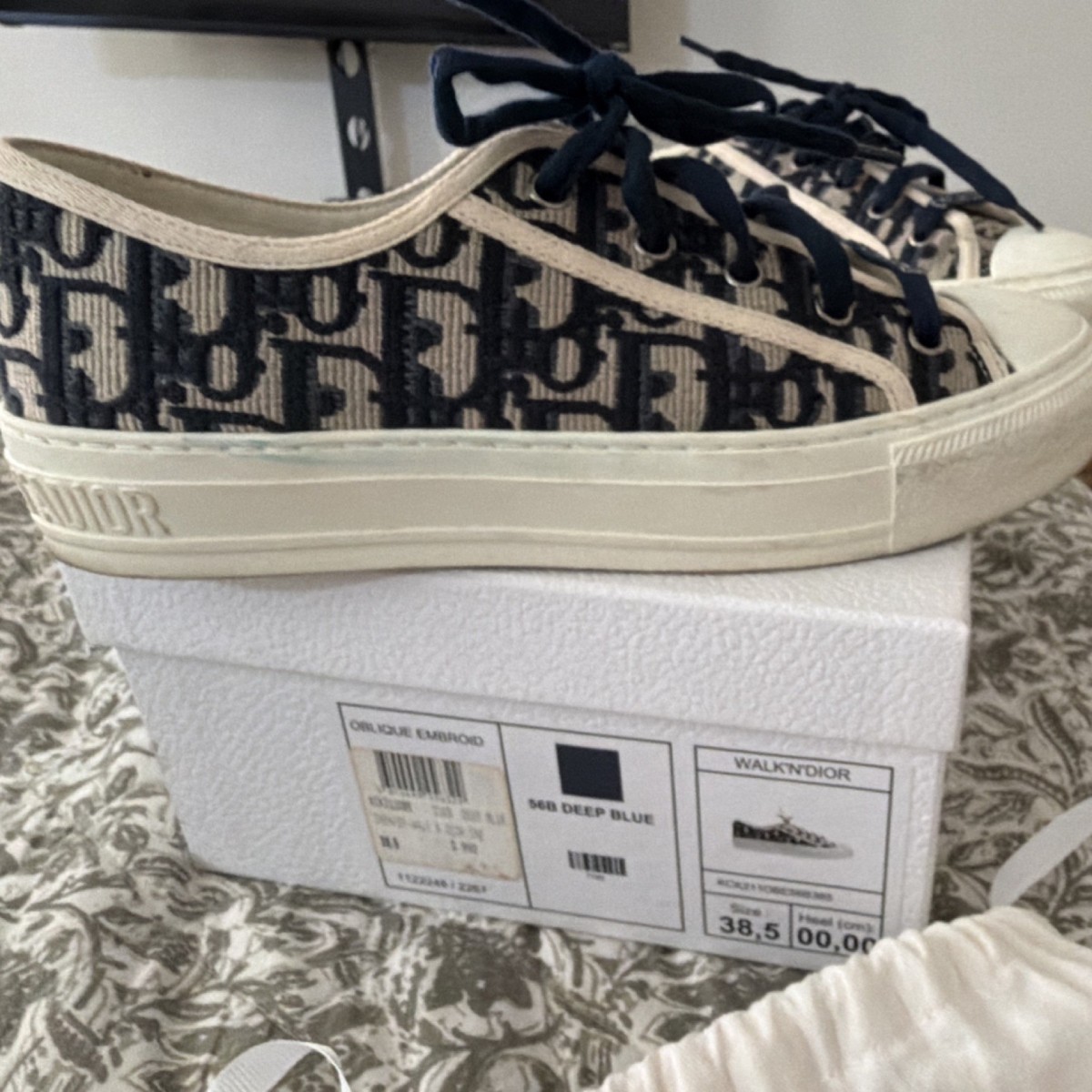 Dior Walk'n'Dior Oblique Embroidered Deep Blue Women's Lace Up