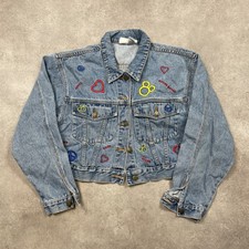 The Disney Store Denim Jacket Womens XL Vintage Mickey Embroidered Trucker, Blue