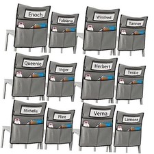 Chairback Buddy Pocket Chart Back of Chair Organizer for Classroom GREY-12 PACK