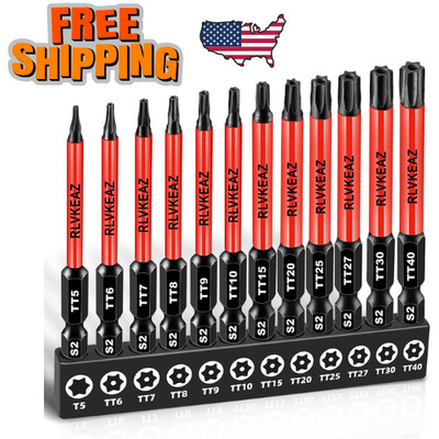 12-Piece Impact Security Torx Bit Set (T5-T40) 3-Inch Long S2 Steel Tamper-Proo