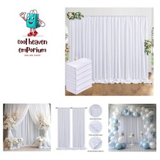 50 ft x 10 ft Thick White Backdrop Curtain for Wedding Parties, 10 Panels Whi...