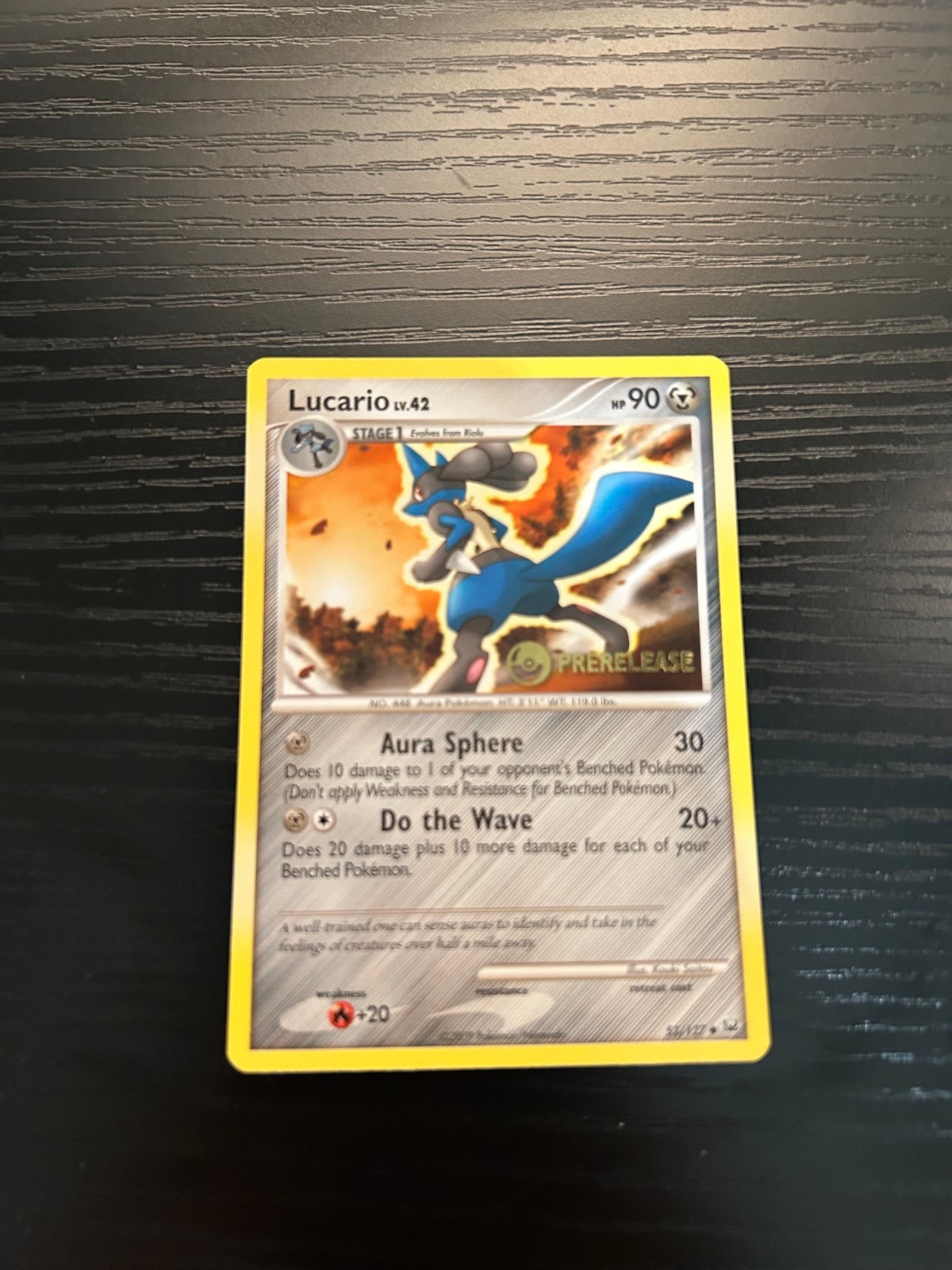 2009 Platinum Base Set Lucario 53/127 Prerelease Stamped Promo Pokemon