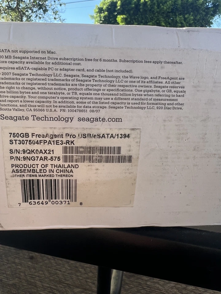 New Seagate FreeAgent Pro 750GB External Hard Drive, USB 2.0/eSATA - Image 4 of 4