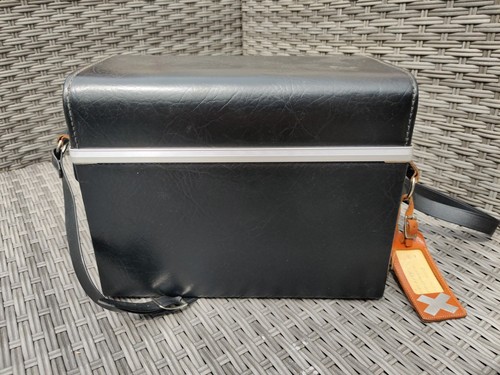 Vintage Large Leather Style Hard Camera Bag Carry Case Satchel Briefcase - Picture 9 of 11
