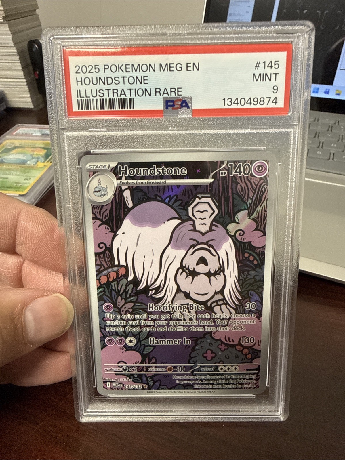 2025 POKEMON MEG EN-MEGA EVOLUTION ILLUSTRATION RARE #145 HOUNDSTONE PSA 9