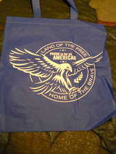 NEUF ~ Sac fourre-tout "Fier d'être un AMÉRICAIN" BLEU ~ 13" x 15"