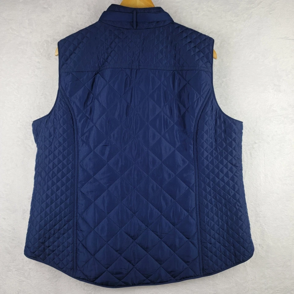 Crown Ivory 2X Chaleco Puff Chaqueta Azul Dorado Cremallera Completa Bolsillo Acolchado Viaje Informal  Foto 3 de 4
