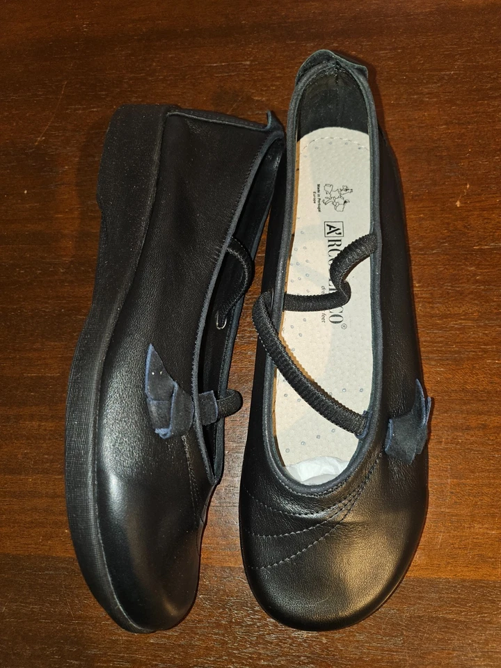 Zapato de Ballet Arcopedico Niñas Cuero Negro Mary Jane Sin Cordones Talla 5 NUEVO Foto 4 de 4
