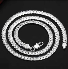 Unisex 20" Sterling Silver Cuban Link Chain, 6mm Cuban Link Necklace