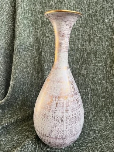 Beautiful Vintage MCM Royal Haeger 24k Gold Tweed Bulb Bud Vase Large 16" Tall