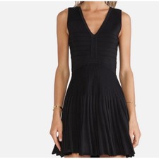 Diane von Furstenberg Pleated Bandage Fit & Flar Little Black Dress M DVF LBD