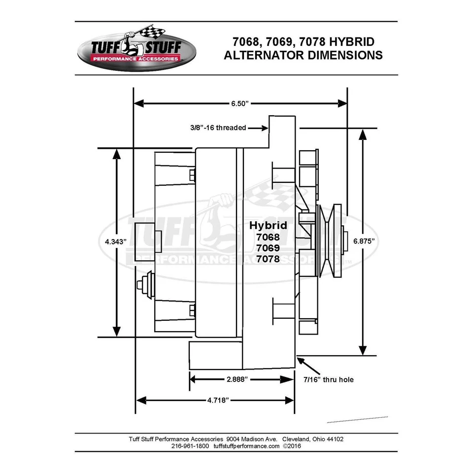 Alternador Tuff Stuff Black Silver Bullet 100A 1 fio, compatível com Ford 6-Groove - Imagem 4 de 4