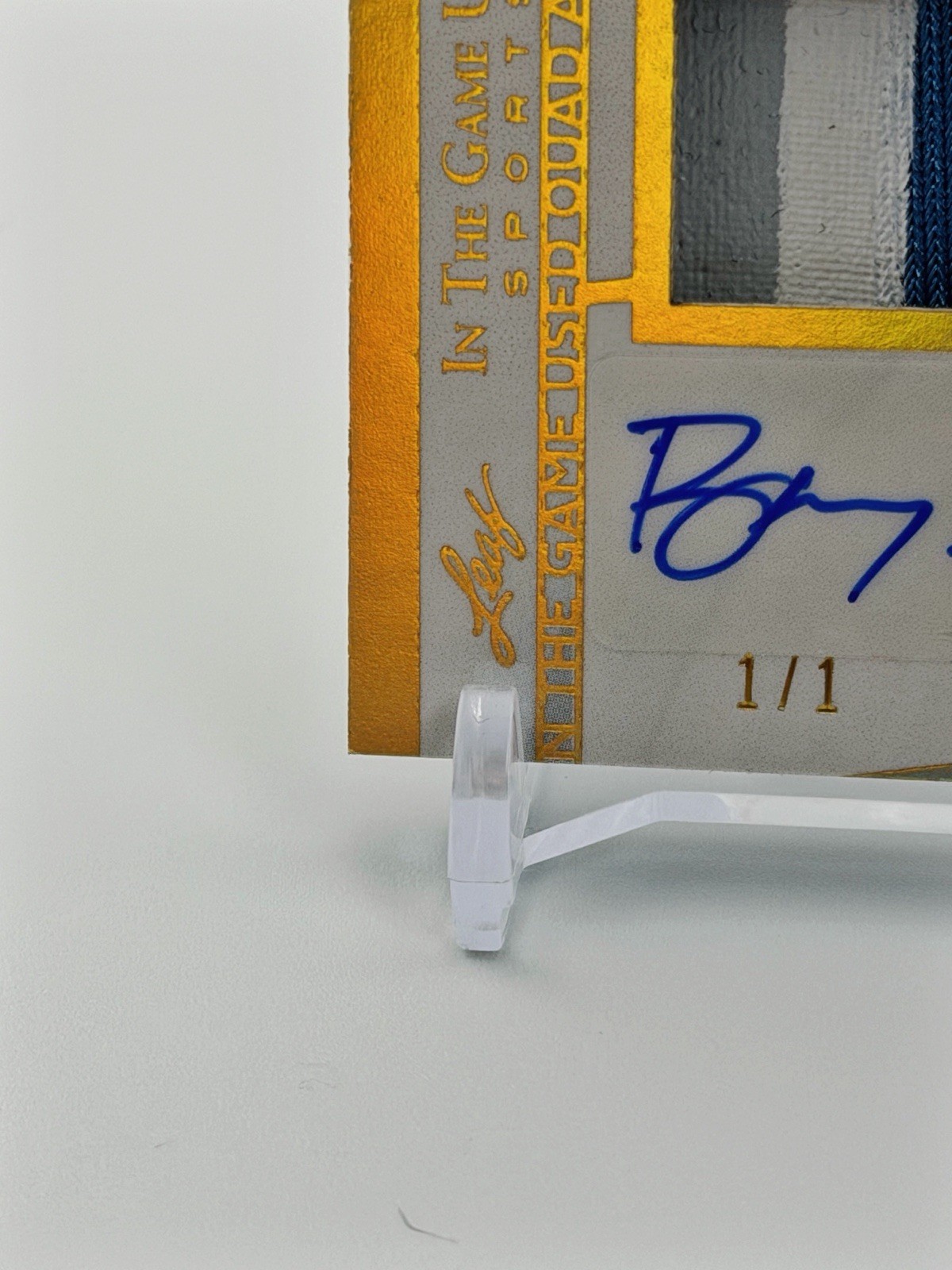 2025 Leaf In The Game Used 4 Quad Patch Auto 1/1 Messi Sanders Griffey Jr Curry view 3