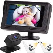 Baby Car Camera Monitor Night Vision HD 1080P 360 Rotating Back Seat Infant