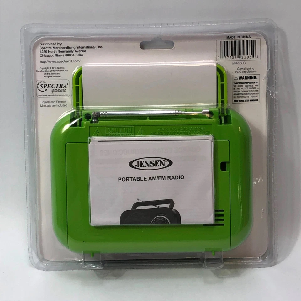 Jensen Portable AM FM Radio MR-550 Green - Image 3 of 4