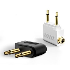OiDiPi Dual 3.5mm Male to Female Airplane Headphone Adapter Black+White