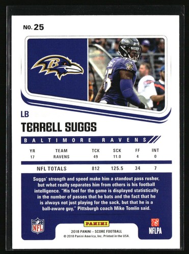 2018 Score #25 Terrell Suggs - Picture 2 of 2