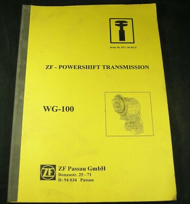 ZF Passau WG-100 Powershift Transmission Service Repair Manual Zahnradfabrik OEM