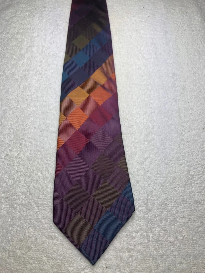 JOHN W NORDSTROM MENS TIE BLUE PURPLE ORANGE GREEN BROWN 4 X 61 - Image 2 of 4