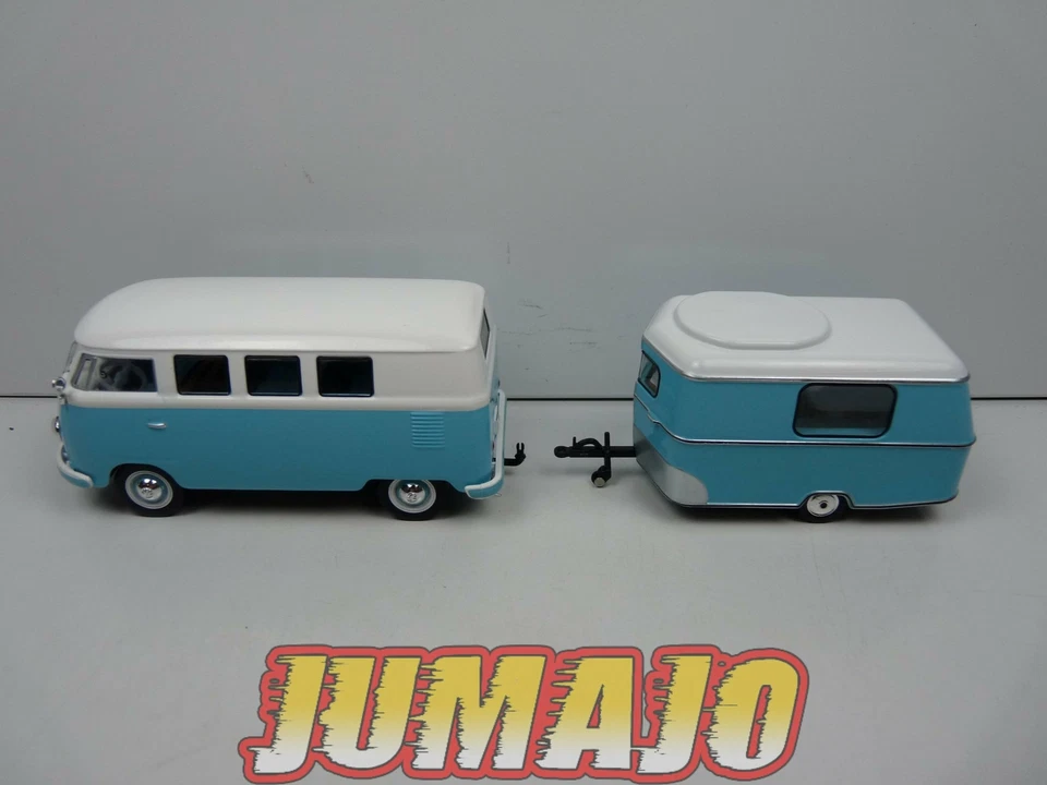 CCE204 1/43 camping cars hachettes IXO Cadeau : Volkswagen Kombi T1 + Caravane - Photo 2/4