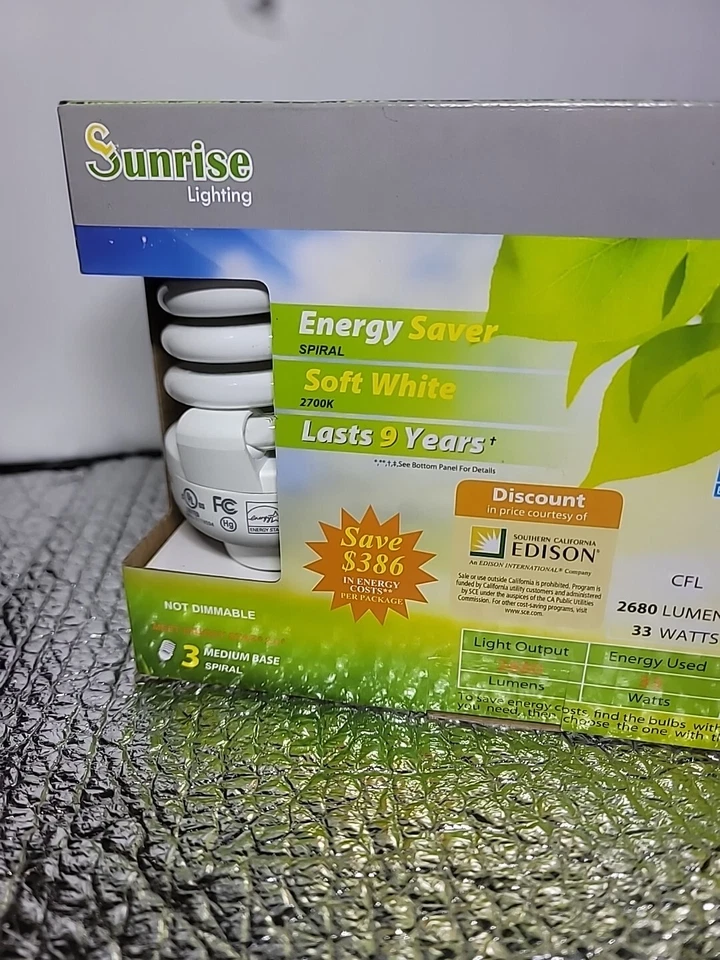 Energysaver 42w=150w Soft White Compact Fluorescent Bulb( 3 PACK)CFL 2680 LUMENS - Image 2 of 4