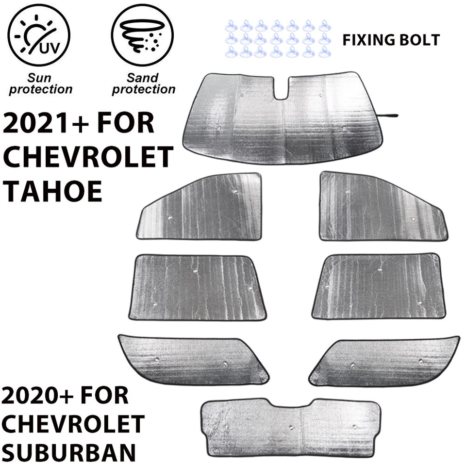 ✅ 8PCS Folding Sunshade Visor Heat Block UV Cover For Chevy Suburban Tahoe 2021+ Foto 4 de 4