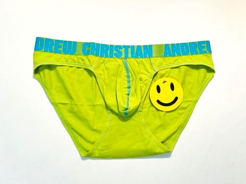 Andrew Christian Size X-Large Cotton Brief - Lime/Aqua Blue - Roomy Pouch - Picture 4 of 11
