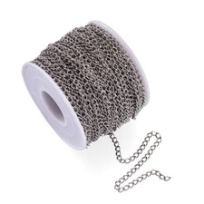 Soldered Stainless Steel Curb Twisted Chains with Spool 4x3x0.6mm about 25m/roll