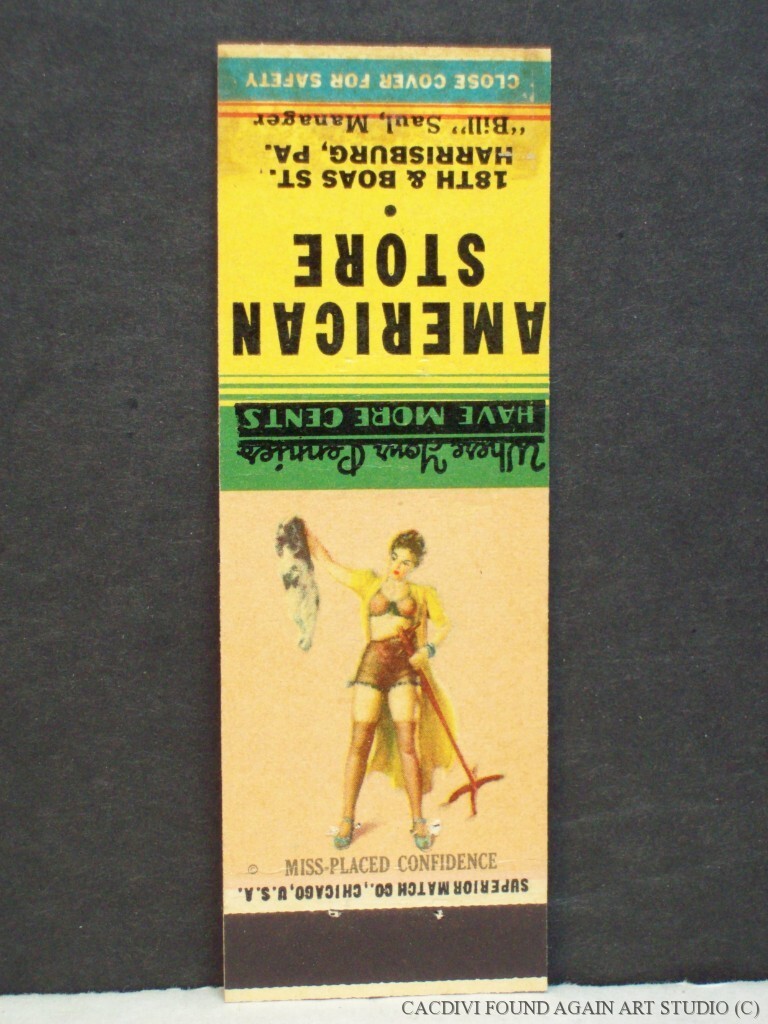 Vintage Pinup Girl Harrisburg PA Girlie Matchbook Cover American Store Puppy Dog