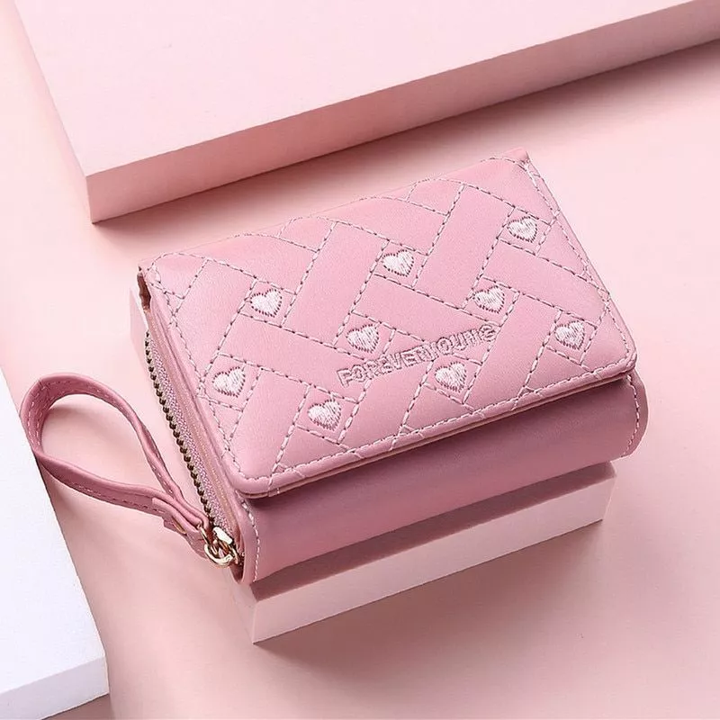 Wallet Women Cute Leather Small Mini Short Pink Teen Girls Kids Christmas  Gift W